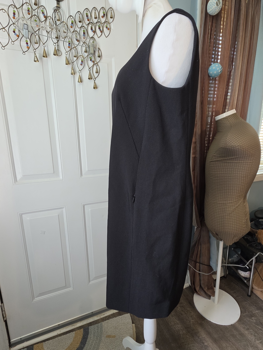 Akris Punto Ribbed Wool Midi Mod Inspired Shift Dress Womens 6 Black Classic Lux - Picture 3 of 14